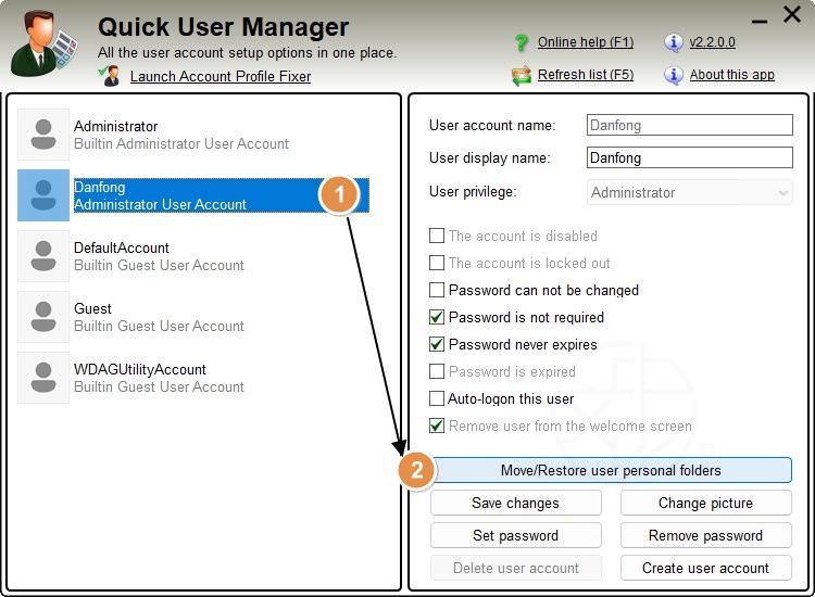 Quick user manager