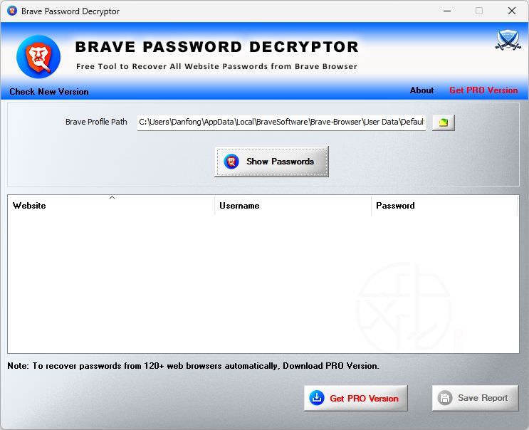 Brave Password Decryptor