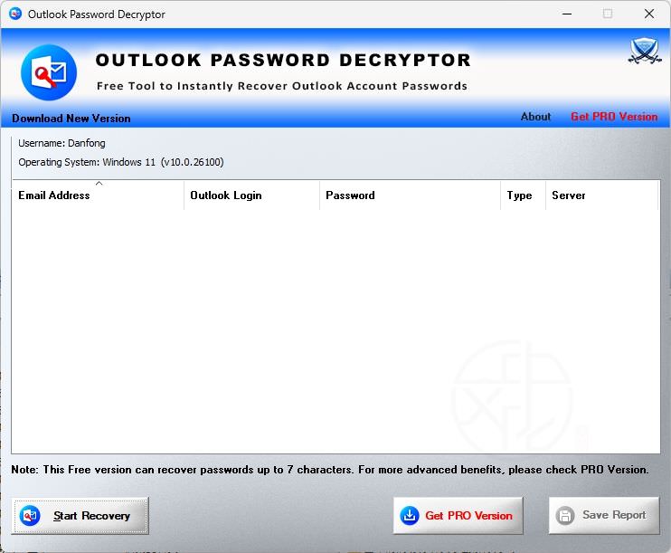 Outlook Password Decryptor
