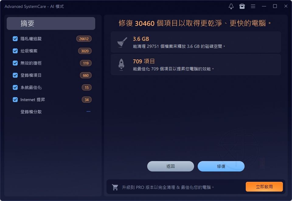 Advanced SystemCare PRO 使用教學|Free版差異、功能解析與購買建議