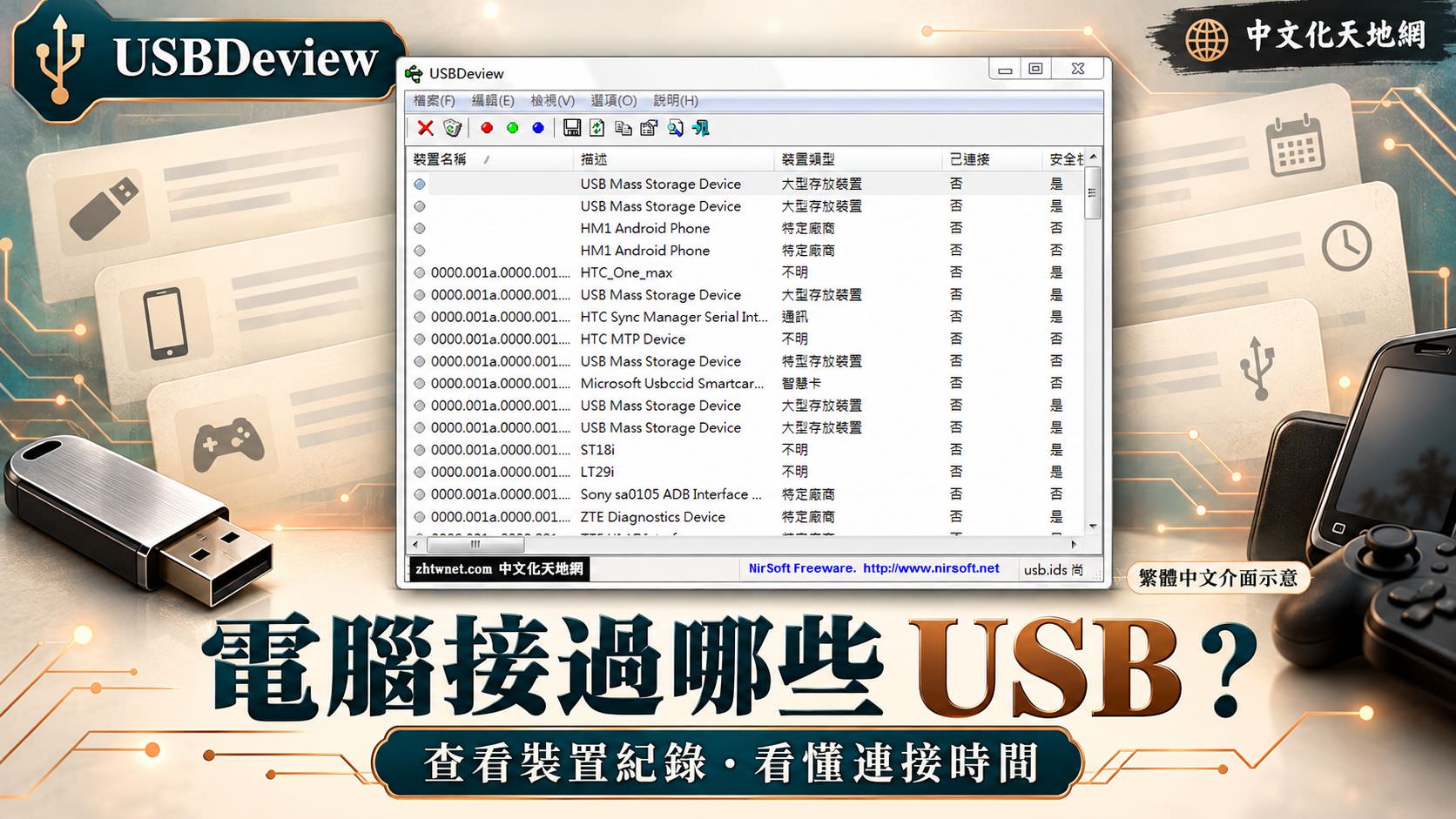 Read more about the article USBDeview 中文版下載與使用教學｜查看電腦曾接過的 USB 裝置與連接紀錄